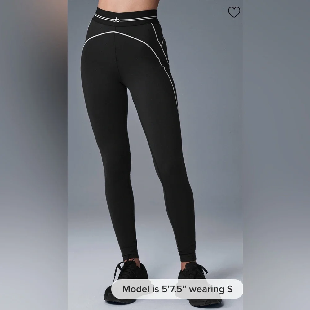 ALO Yoga NWT Airbrush High Waist Heart Throb Leggings Black White Size L